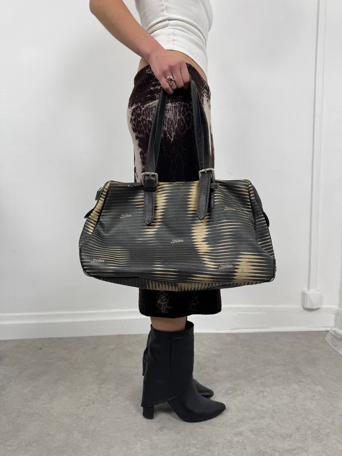 Jean Paul Gaultier Black Yellowished Leather Handle Bag - Image 2