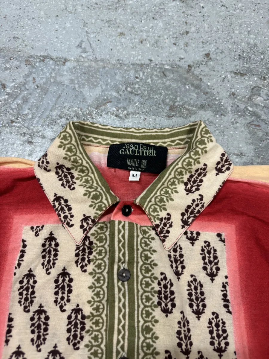 Jean Paul Gaultier Maille Red Mozaic Summer Short Sleeves Shirt - Image 5