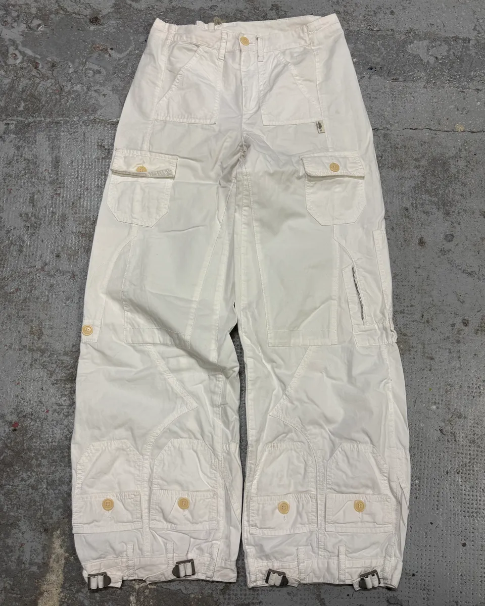 Jean Paul Gaultier Trompe LOeil Pockets Cargo White Pants