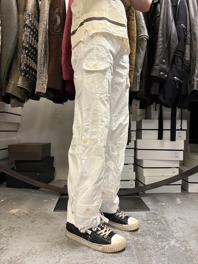 Jean Paul Gaultier Trompe LOeil Pockets Cargo White Pants - Image 4