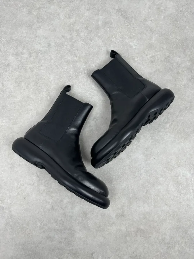Jil Sander Black Ankle Leather Combat Boots - Image 3