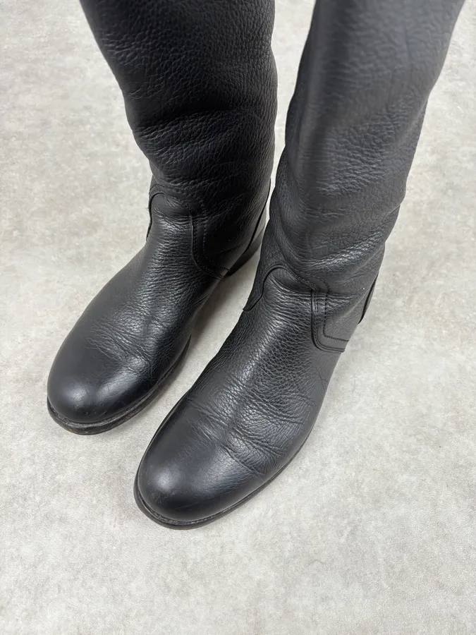 Jil Sander Black Leather Ankle Biker Boots - Image 3