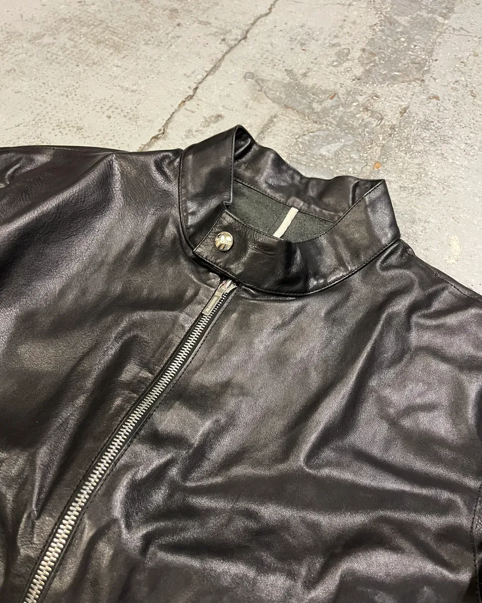 Jil Sander Black Leather Racer Jacket - Image 5