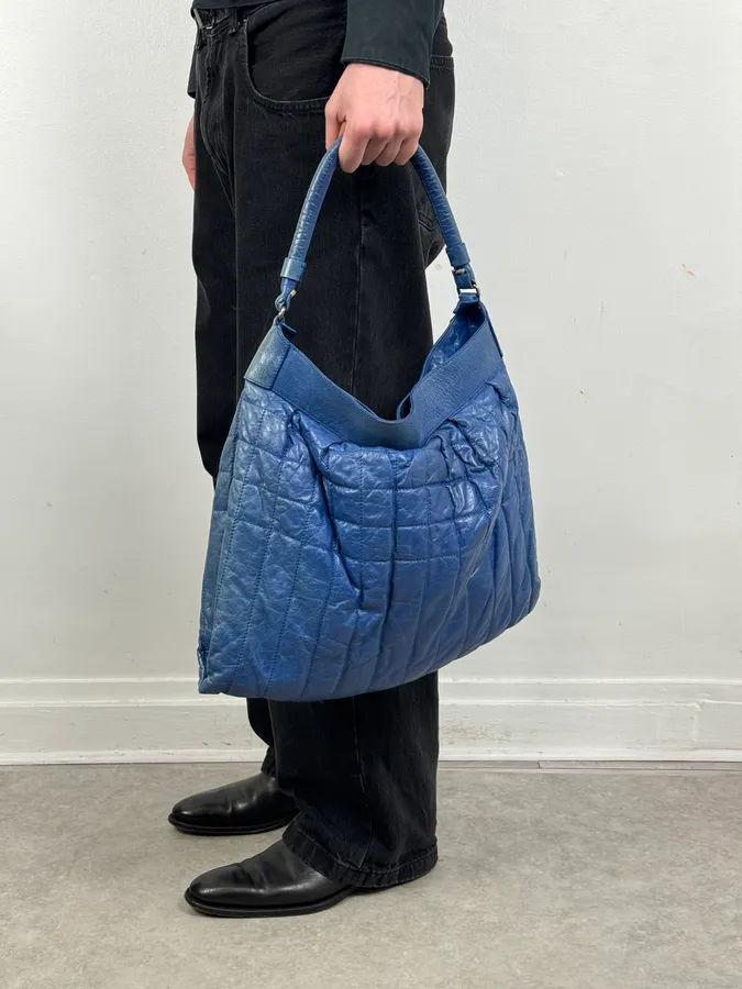Jil Sander Blue Leather Handle Bag - Image 2