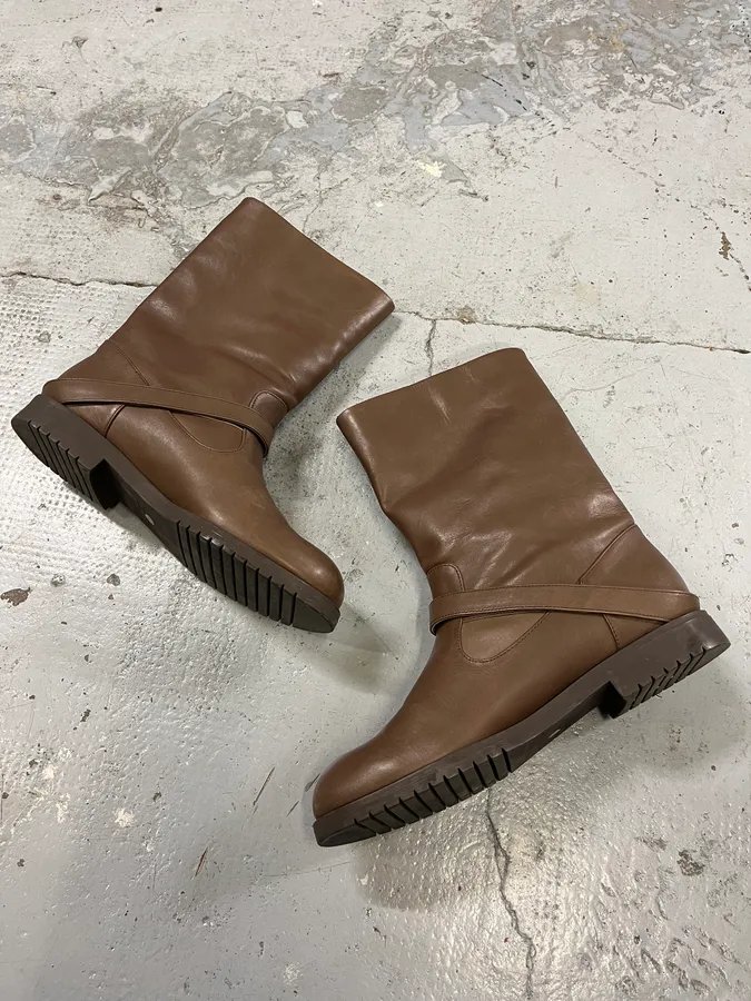 Jil Sander Brown Leather Ankle Boots - Image 4