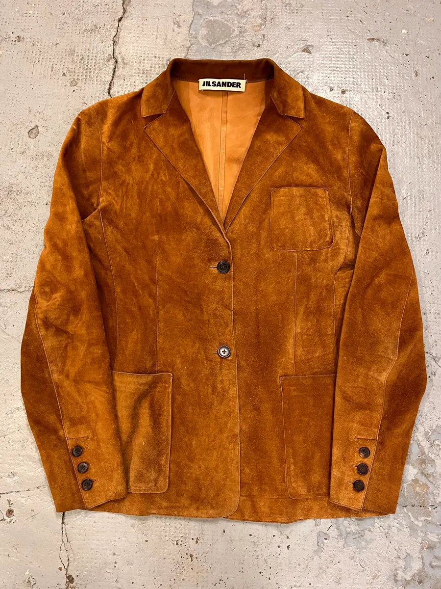 Jil Sander Brown Suede Leather Blazer Jacket