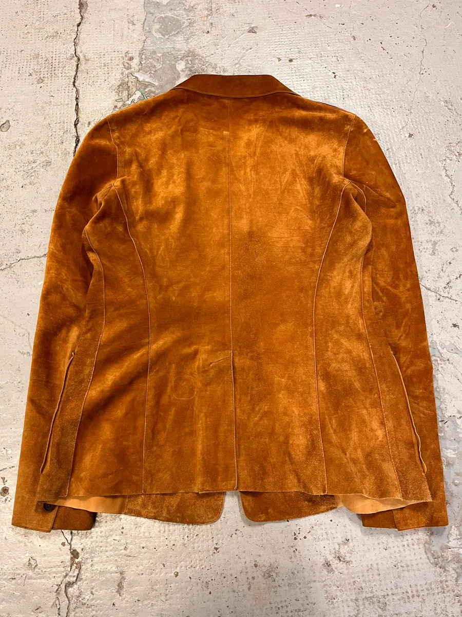 Jil Sander Brown Suede Leather Blazer Jacket - Image 7