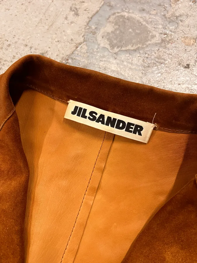 Jil Sander Brown Suede Leather Blazer Jacket - Image 9