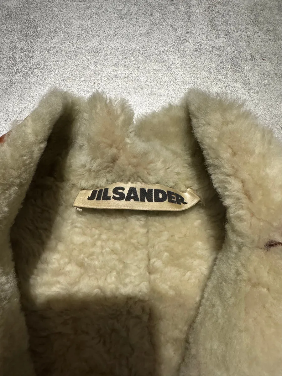 Jil Sander Camel Grilled Leather Long Jacket - Image 7