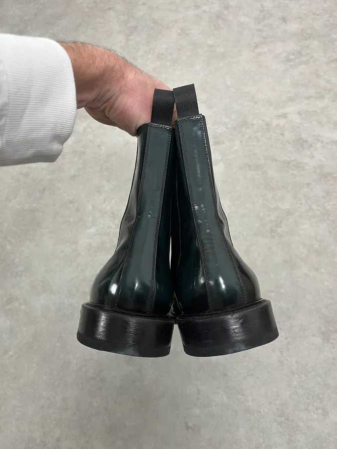 Jil Sander Green Classy Leather Chelsea Boots - Image 5