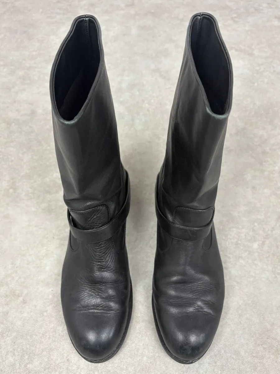 Jil Sander Mid Calf Leather Black Ankle Boots - Image 2