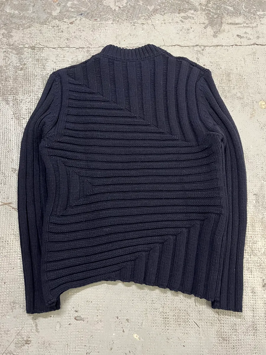 Jil Sander Navy Wool Irregular Sweater - Image 7