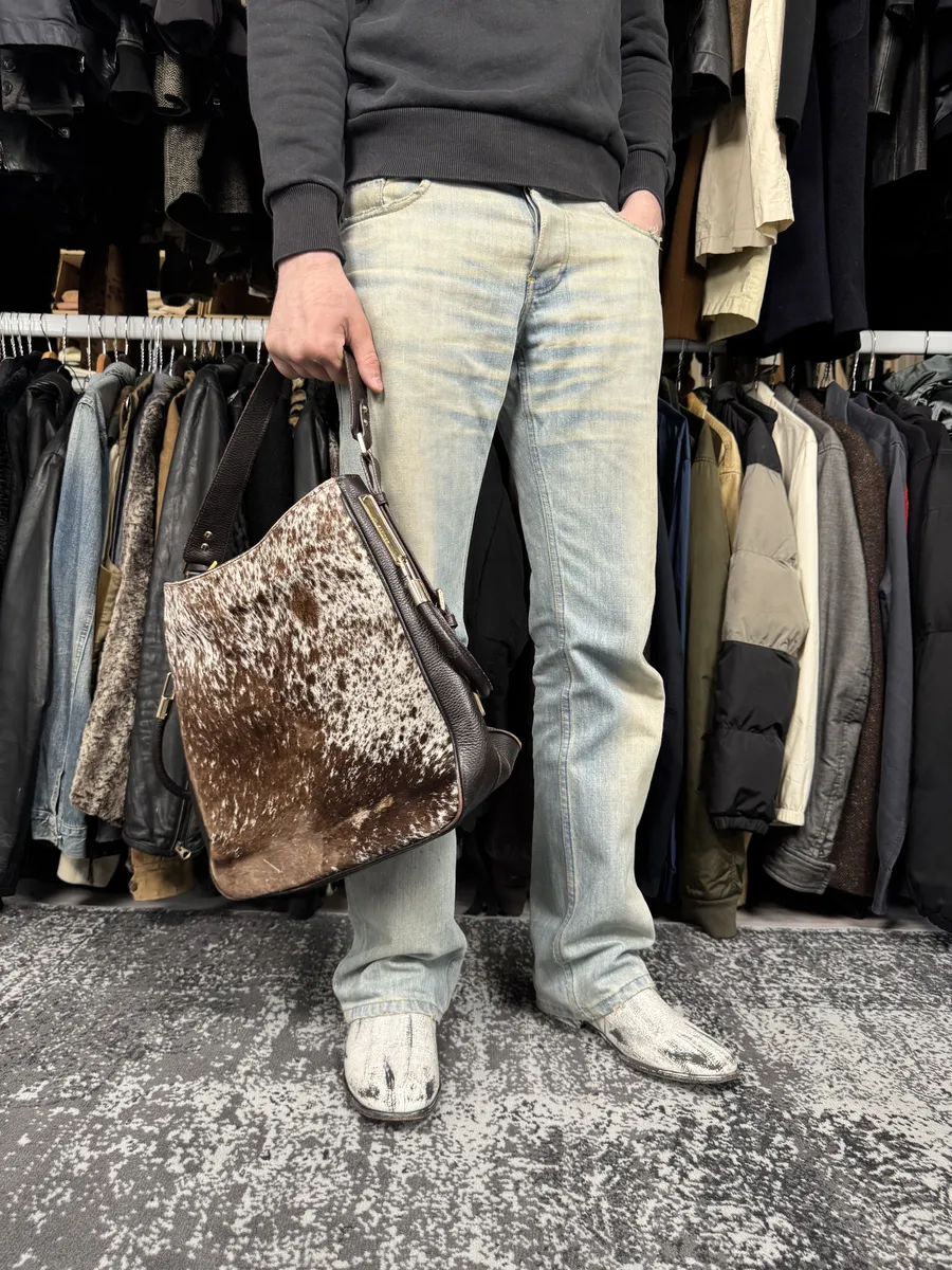 Jil Sander Pony Hair Brown Cow Print Handle Bag - Image 3