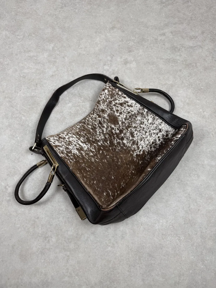 Jil Sander Pony Hair Brown Cow Print Handle Bag - Image 8