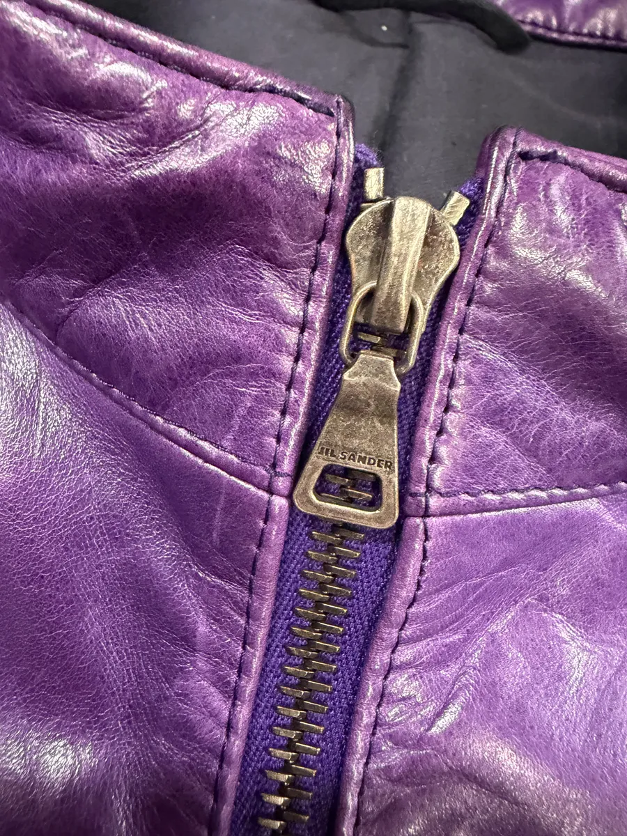 Jil Sander Purple Biker Leather Jacket - Image 8