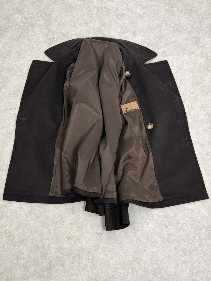 John Galliano Dark Brown Minimalist Officer Caban Jacket - Image 8