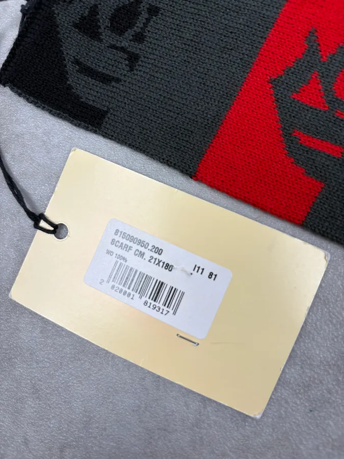 John Galliano Gothic Script Grey & Red Scarf - Image 5