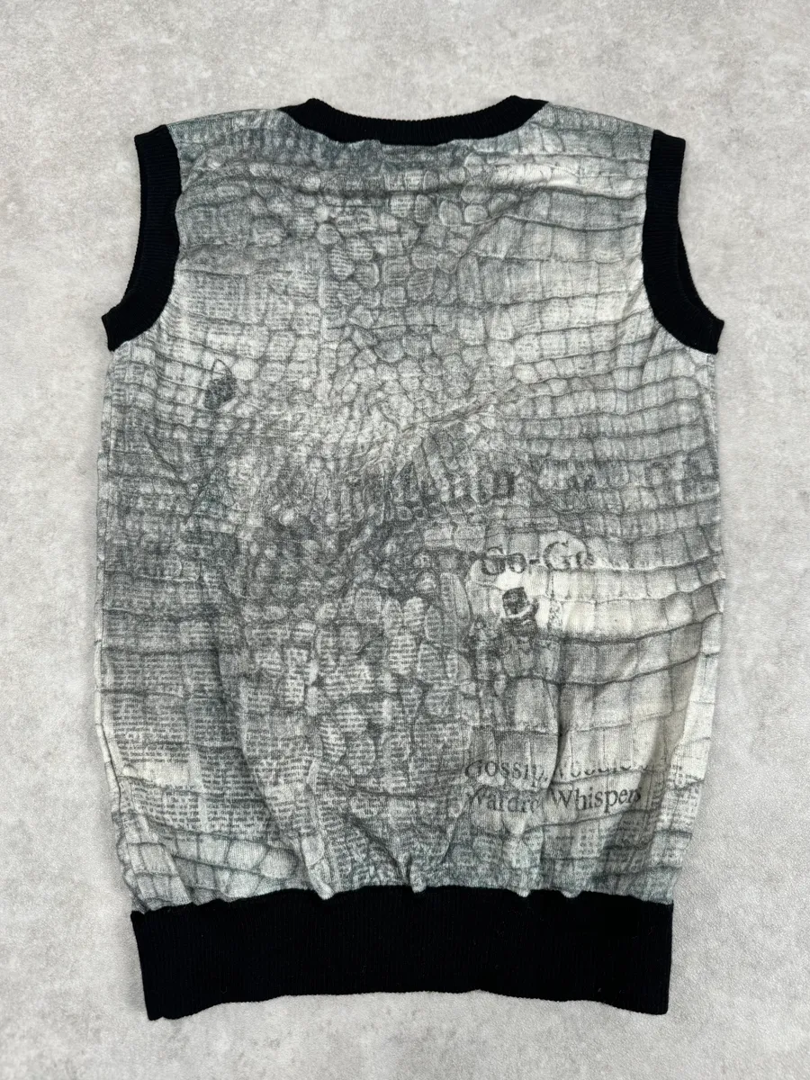 John Galliano White & Grey Newspapers Magazine Top - Image 6