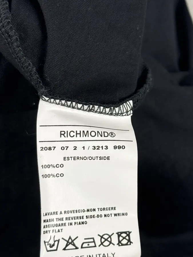 John Richmond Black Crosses Trompe Loeil Chain V Neck T-Shirt - Image 9