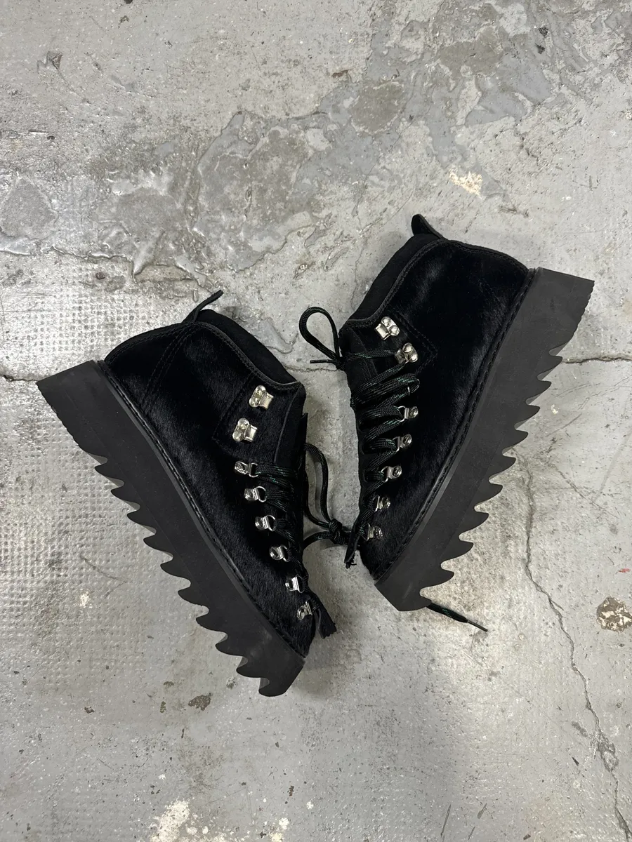 Junya Watanabe Pony Hair Black Mountain Boots - Image 3