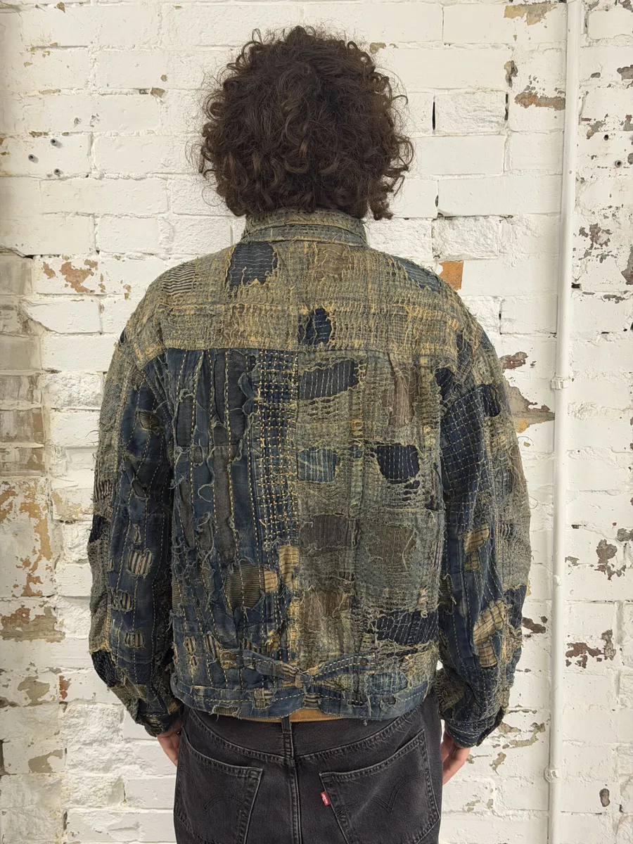 Kapital Japanese Boro Blue Distressed Denim Jacket - Image 7