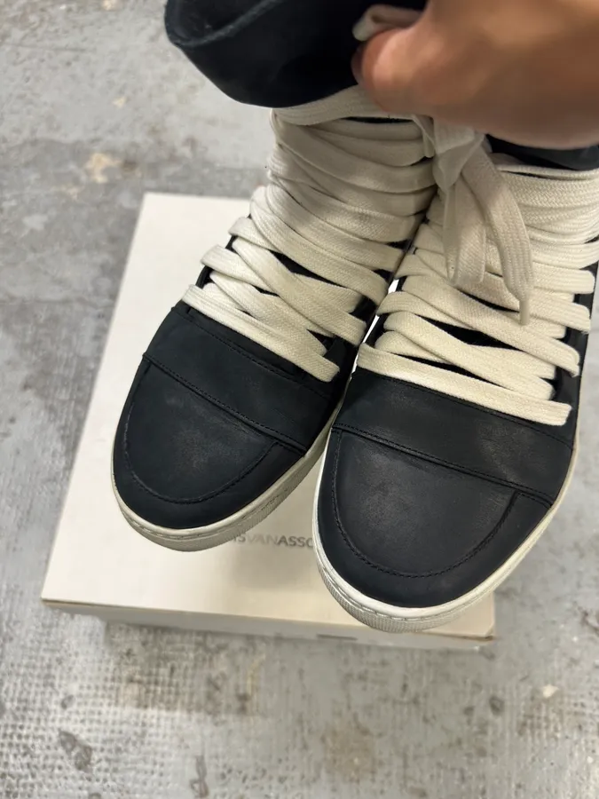 Kris Van Assche Backzip Laced Black Leather High Sneakers - Image 3