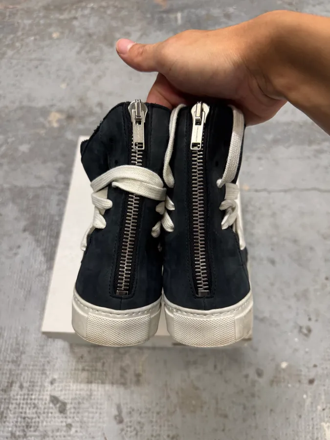 Kris Van Assche Backzip Laced Black Leather High Sneakers - Image 7