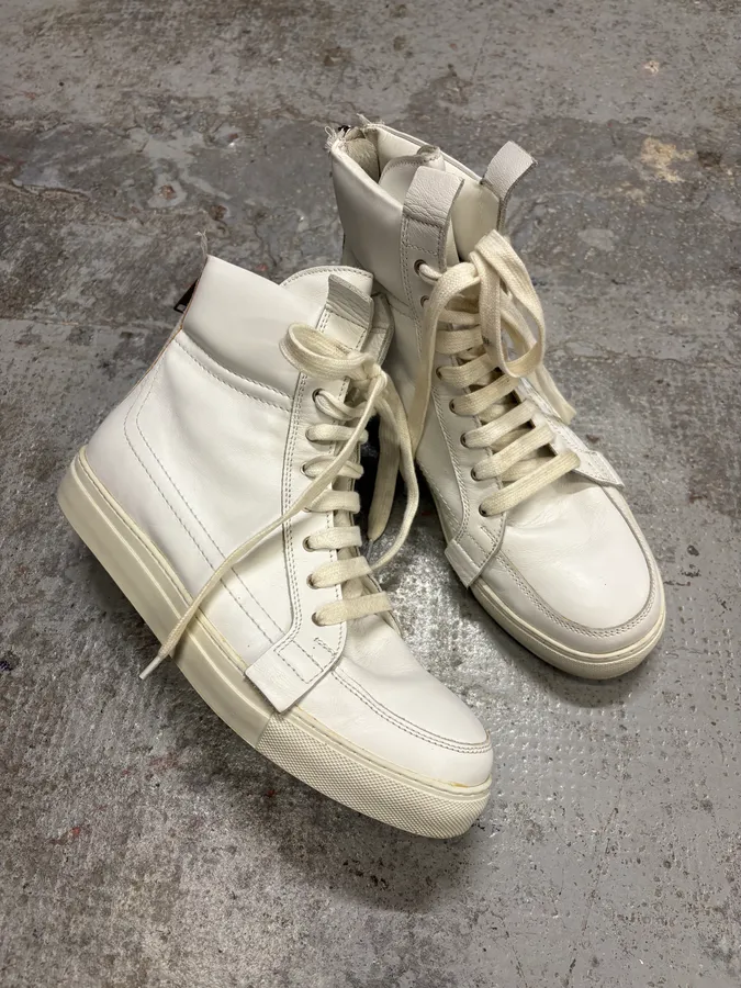 Kris Van Assche Backzip White Leather High Top Sneakers - Image 5