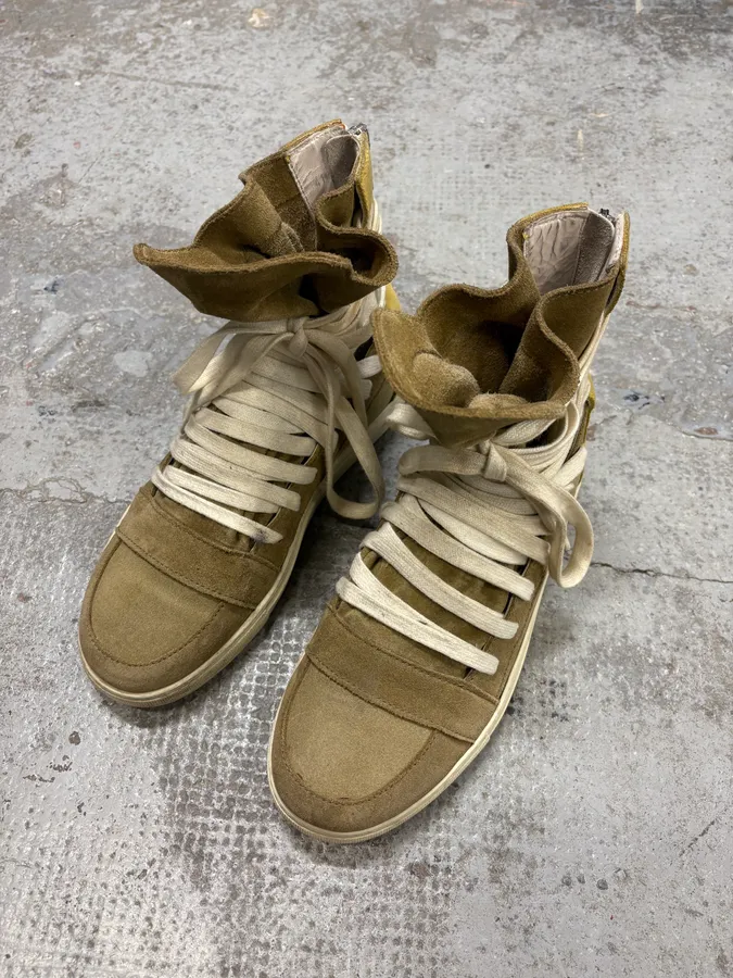 Kris Van Assche Beige & Yellow Leather Megalaced High Sneakers - Image 3