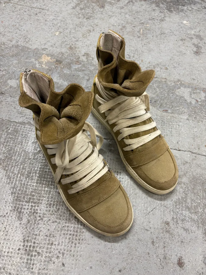 Kris Van Assche Beige & Yellow Leather Megalaced High Sneakers - Image 4