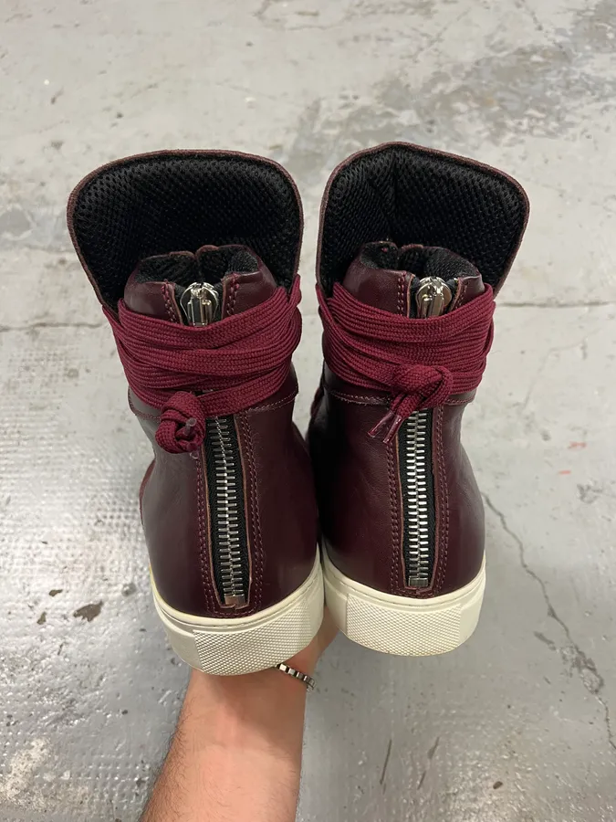 Kris Van Assche Leather & Suede Laced Burgundy Shoes - Image 6