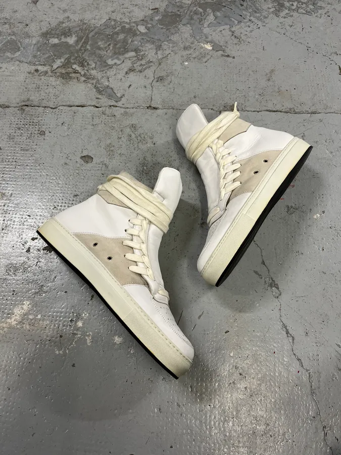 Kris Van Assche Leather & Suede Laced White Shoes - Image 3