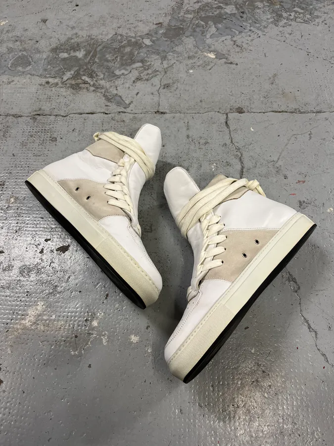 Kris Van Assche Leather & Suede Laced White Shoes - Image 4