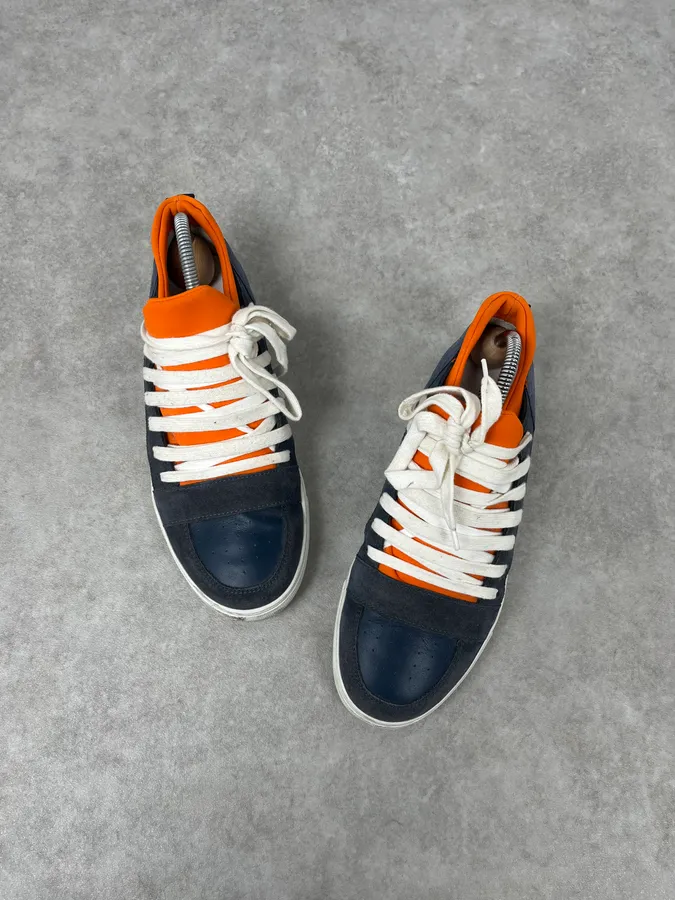 Kris Van Assche Megalaced Navy Blue Leather Sneakers - Image 2