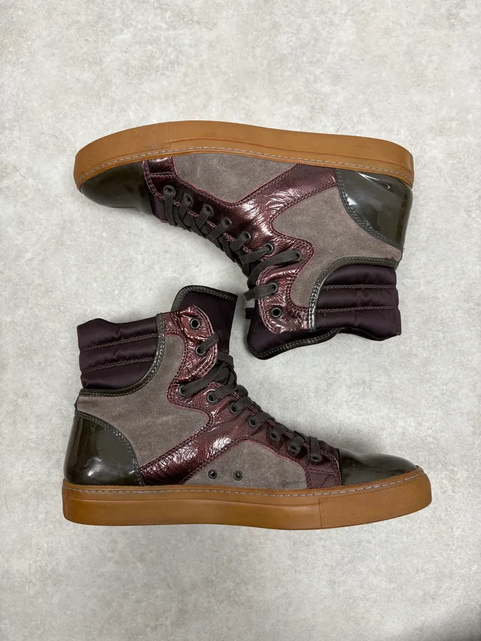 Lanvin Bordeaux & Grey High Top Leather Sneakers - Image 4