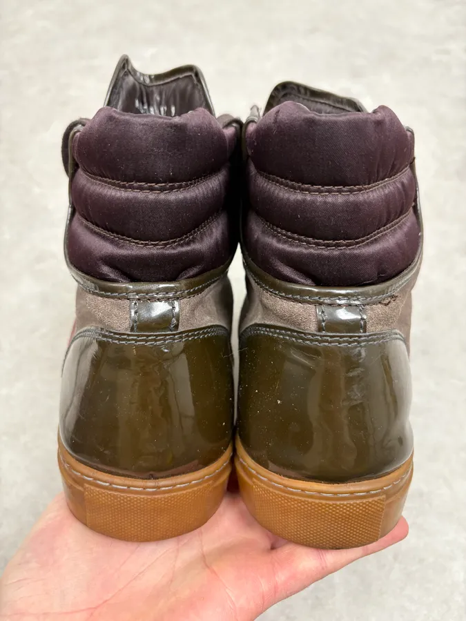 Lanvin Bordeaux & Grey High Top Leather Sneakers - Image 7