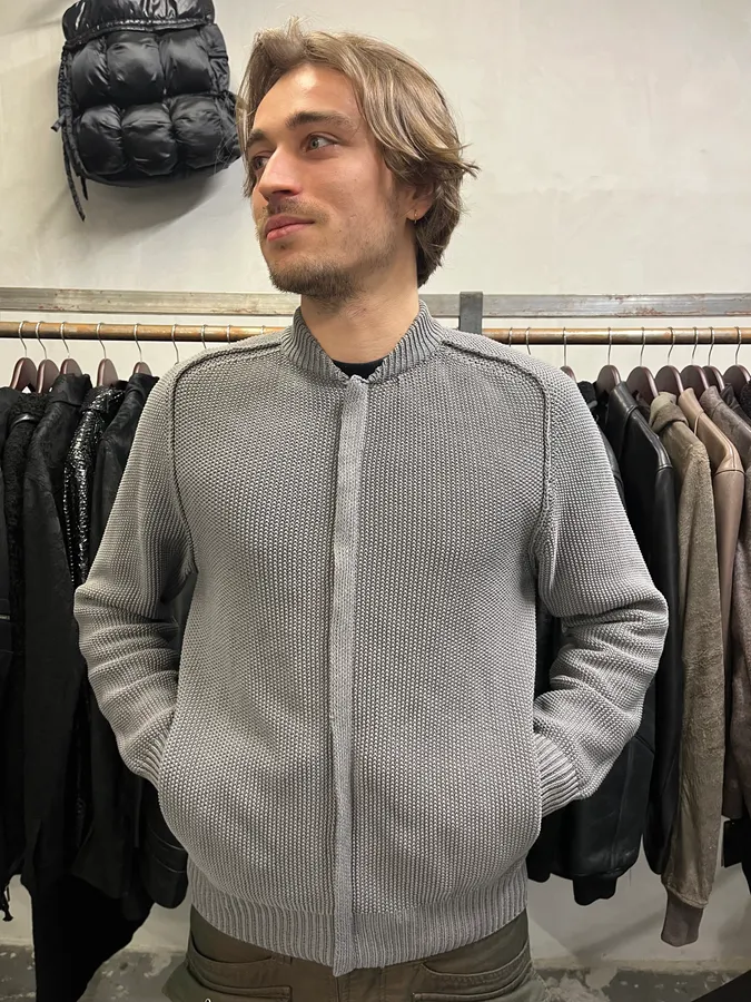 Lanvin Grey Wool Zip-up Minimalist Sweater - Image 2