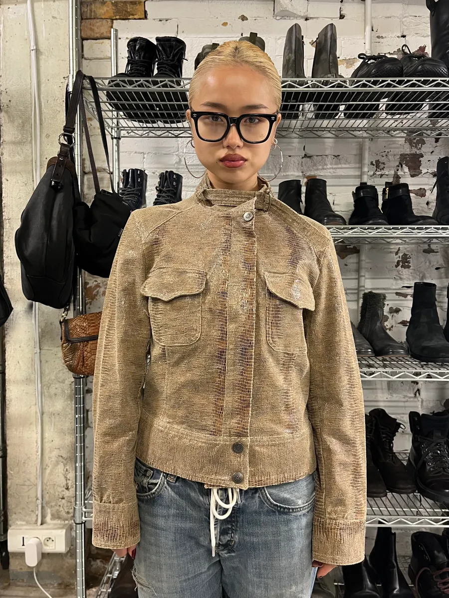 Lea Kanth Snakeskin Effect Beige Jacket - Image 2