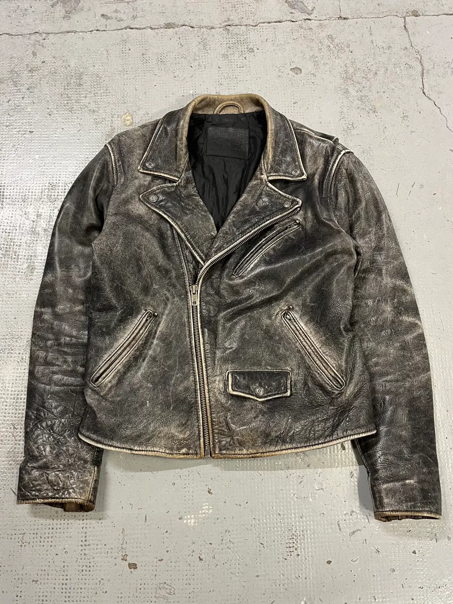 Levi’s Raw Aged Grey Leather Perfecto Jacket - Image 4