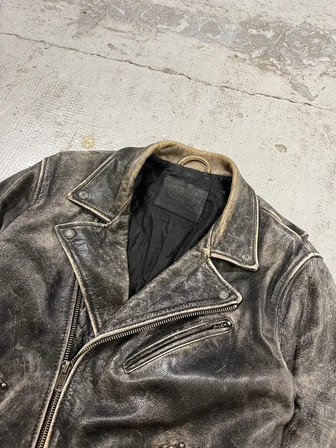 Levi’s Raw Aged Grey Leather Perfecto Jacket - Image 5