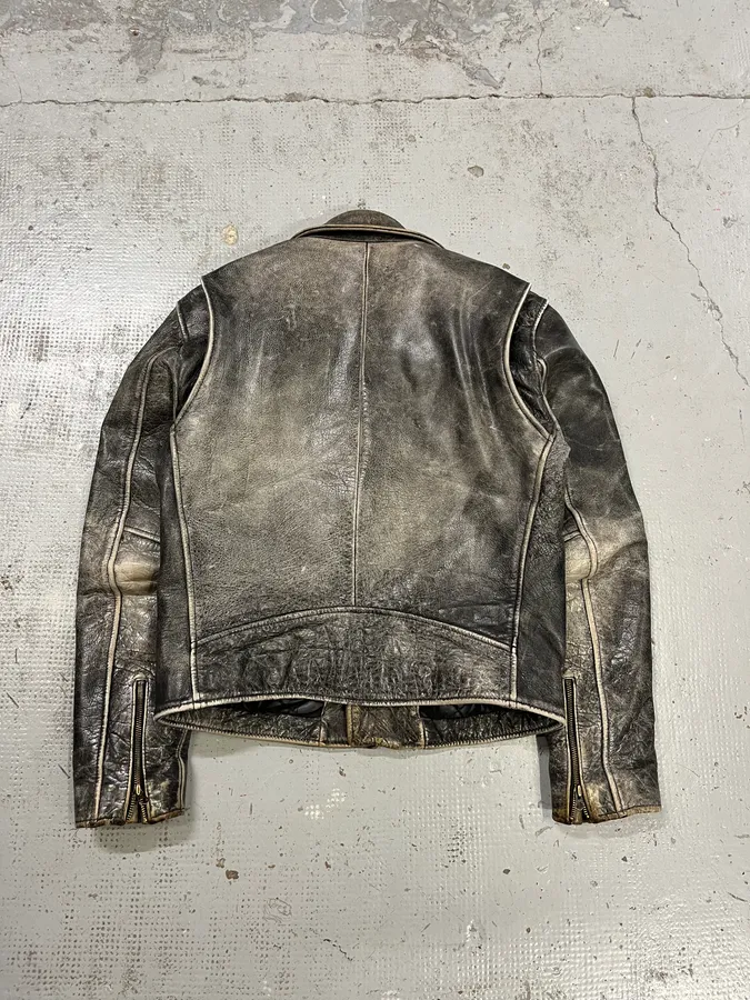 Levi’s Raw Aged Grey Leather Perfecto Jacket - Image 7
