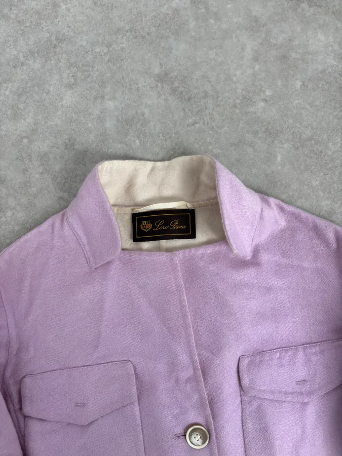 Loro Piana Purple Lila Officer Cashmere Buttoned Jacket - Image 5