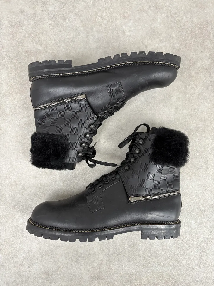 Louis Vuitton Black Damier Leather Classy Derby Boots - Image 6