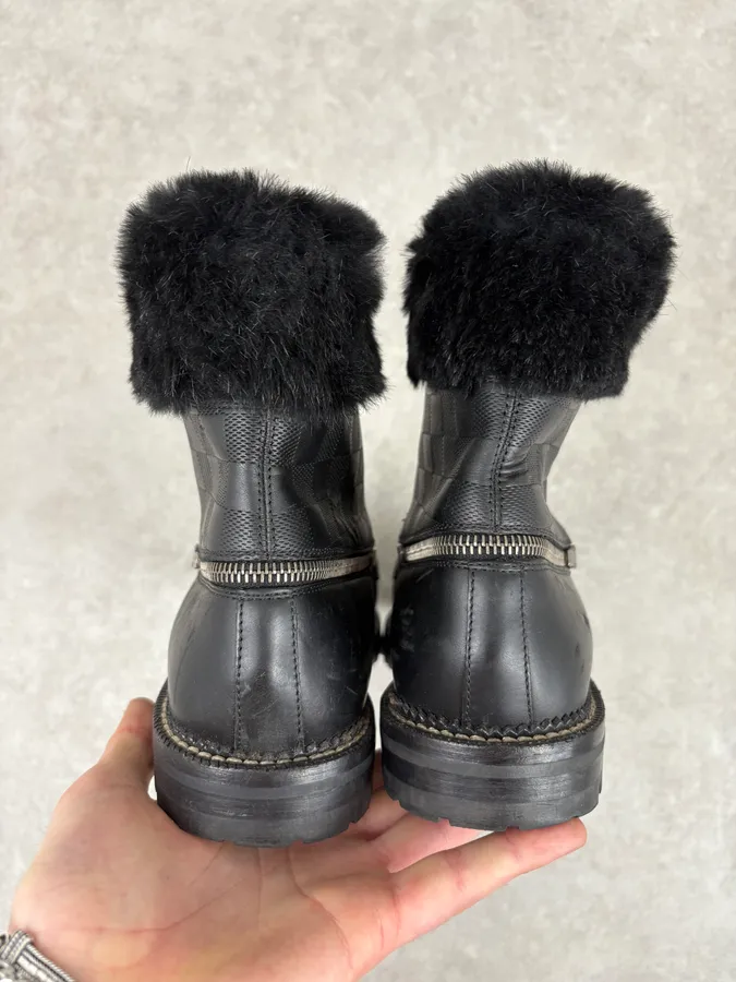 Louis Vuitton Black Damier Leather Classy Derby Boots - Image 7
