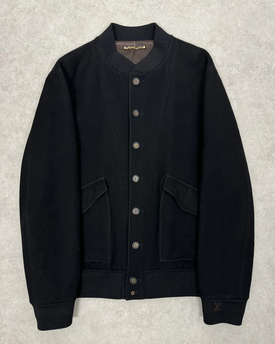 Louis Vuitton Black Elegant Cashmere & Wool Buttoned Jacket