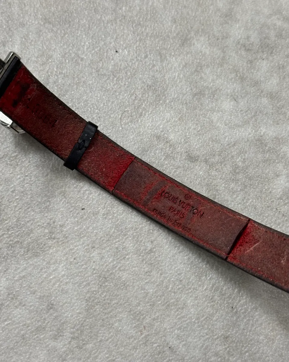Louis Vuitton Black Leather Flower Monogram Bracelet - Image 8