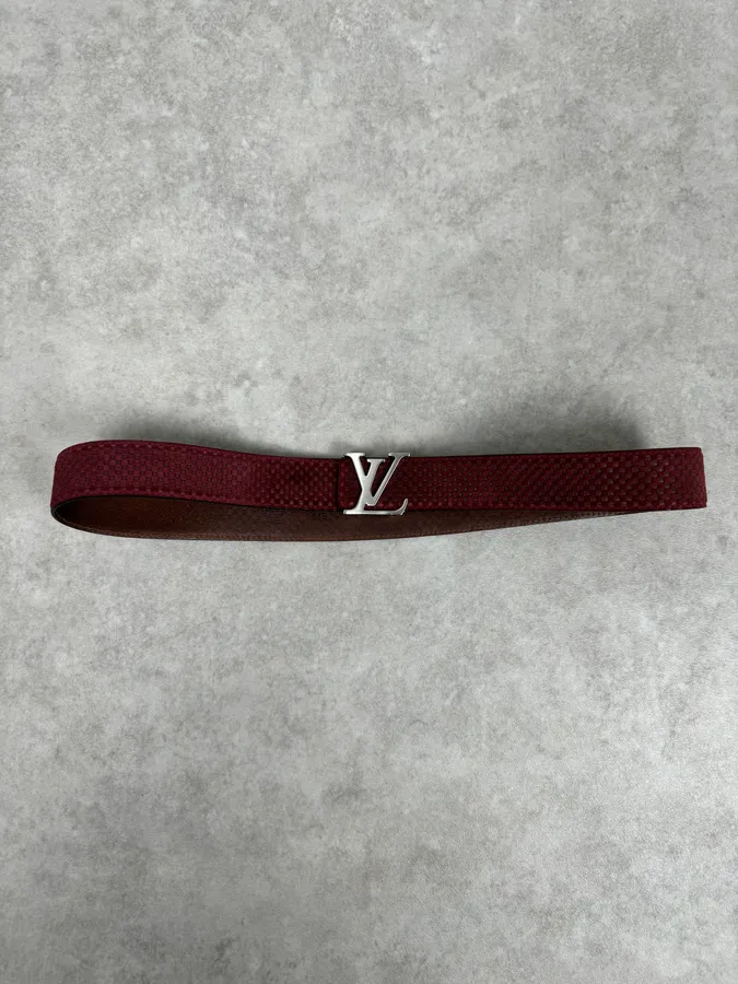 Louis Vuitton Bordeaux Leather Damier Belt - Image 3