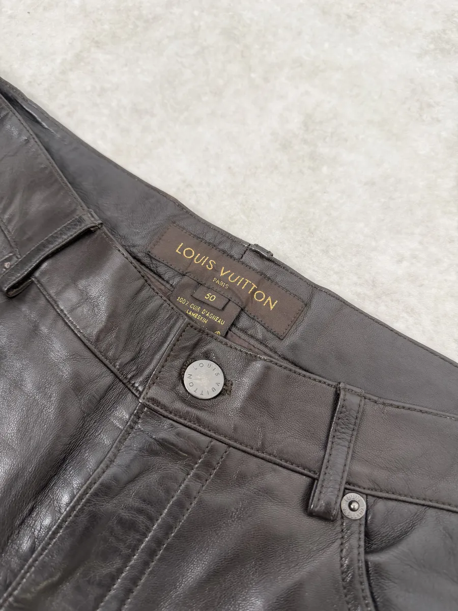 Louis Vuitton Brown Classy Lambskin Leather Pants - Image 14