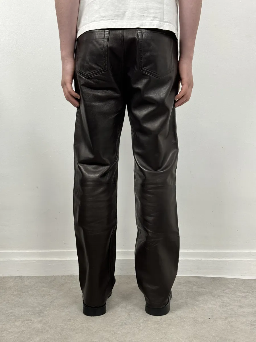 Louis Vuitton Brown Classy Lambskin Leather Pants - Image 3