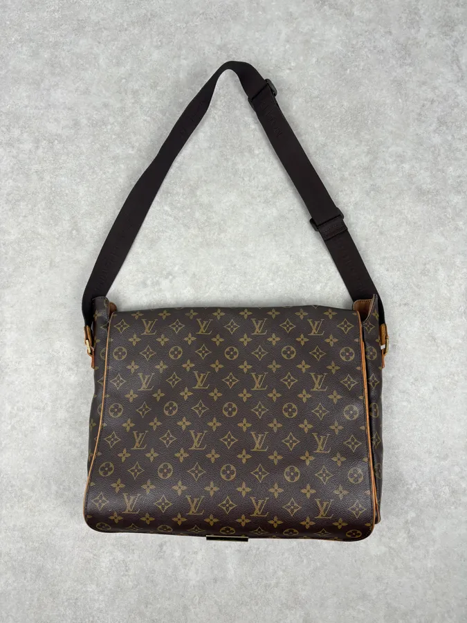 Louis Vuitton Brown Leather Logo Messenger Bag